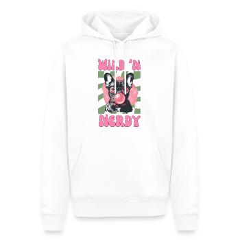 Französische Bulldogge mit Brille und Kaugummi - Männer Premium Bio Hoodie - Weiß - Vorne - Nico (187cm)