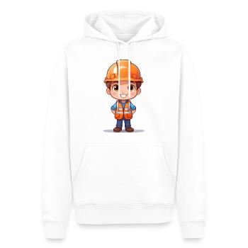 Construction worker with safety helmet and vest - Men’s Premium Organic Hoodie - white - Front - Nico (187cm)
