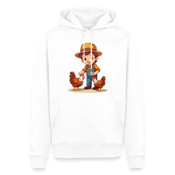 Un agriculteur nourrit ses poulets - Sweat à capuche Premium bio Homme - blanc - Devant - Nico (187cm)
