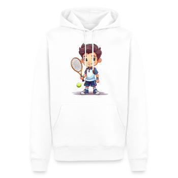 Joueur de tennis jouant au tennis - Sweat à capuche Premium bio Homme - blanc - Devant - Nico (187cm)
