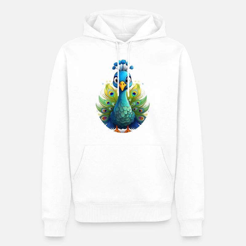 Pfau - Männer Premium Bio Hoodie - Weiß