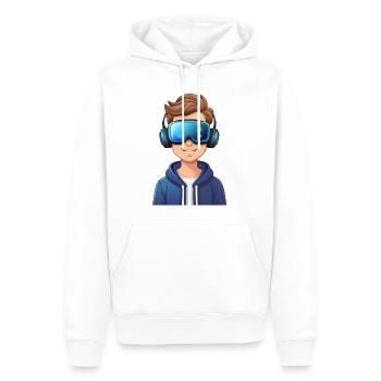 Junge mit VR-Brille – Virtuelle Realität - Männer Premium Bio Hoodie - Weiß - Vorne - Nico (187cm)