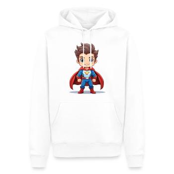 Superhero - Men’s Premium Organic Hoodie - white - Front - Nico (187cm)