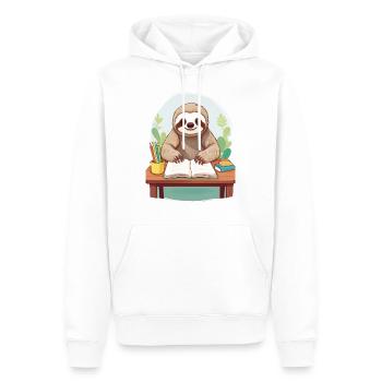 Le paresseux fait ses devoirs - Sweat à capuche Premium bio Homme - blanc - Devant - Nico (187cm)
