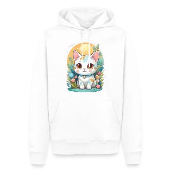 Katze im Manga Kawaii Stil - Männer Premium Bio Hoodie - Weiß - Vorne - Nico (187cm)