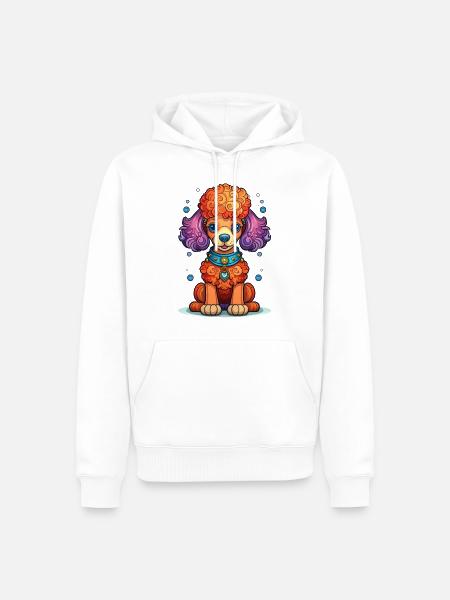 Caniche - Sweat à capuche Premium bio Homme - blanc