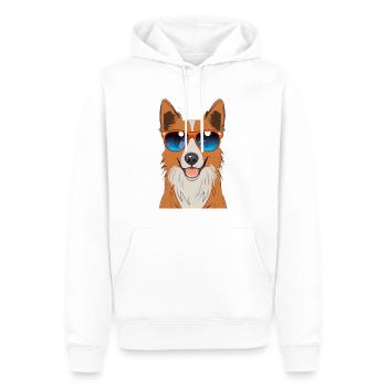 Ein niedlicher Hund mit Sonnenbrille - Männer Premium Bio Hoodie - Weiß - Vorne - Nico (187cm)