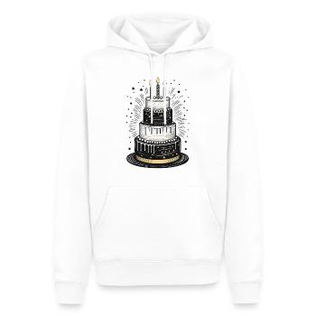 Gâteau d’anniversaire en noir, blanc et or - Sweat à capuche Premium bio Homme - blanc - Devant - Nico (187cm)