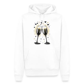 Toast au vin mousseux pour un anniversaire ou un anniversaire - Sweat à capuche Premium bio Homme - blanc - Devant - Nico (187cm)