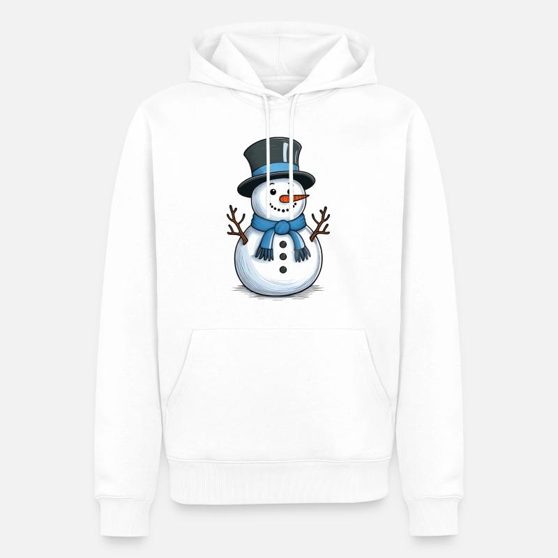 Bonhomme de neige - Sweat à capuche Premium bio Homme - blanc