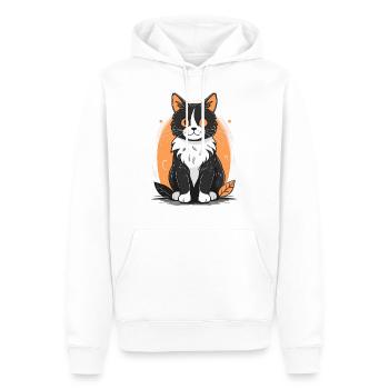 Katze im Herbst in schwarz, weiß und orange - Männer Premium Bio Hoodie - Weiß - Vorne - Nico (187cm)