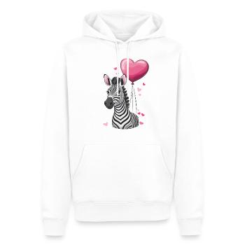 Valentinstag – Niedliches Zebra mit Herzluftballon - Männer Premium Bio Hoodie - Weiß - Vorne - Nico (187cm)