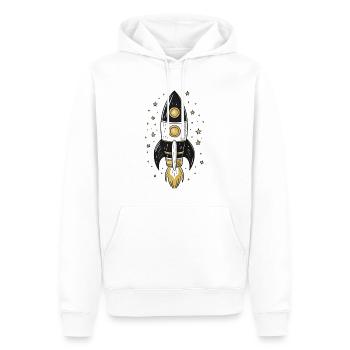 Avec la fusée dans l’espace - Sweat à capuche Premium bio Homme - blanc - Devant - Nico (187cm)