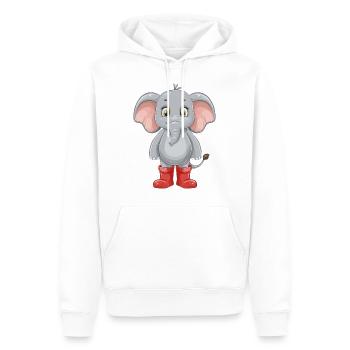 Éléphant avec des bottes en caoutchouc rouge - Sweat à capuche Premium bio Homme - blanc - Devant - Nico (187cm)