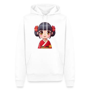 Jolie fille japonaise - Sweat à capuche Premium bio Homme - blanc - Devant - Nico (187cm)