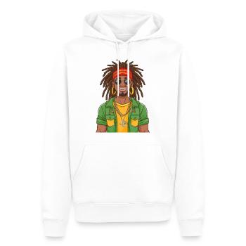 Reggae Musiker mit Dreadlocks aus Jamaika - Männer Premium Bio Hoodie - Weiß - Vorne - Nico (187cm)