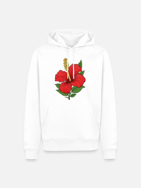 Hibiscus Blossom - Men’s Premium Organic Hoodie - white