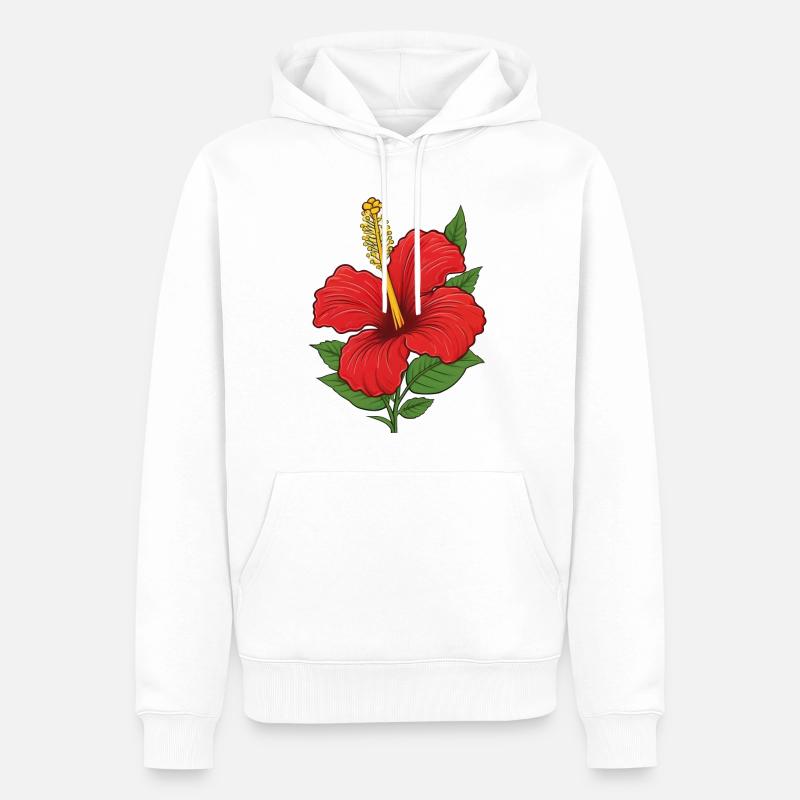 Fleur d’hibiscus - Sweat à capuche Premium bio Homme - blanc