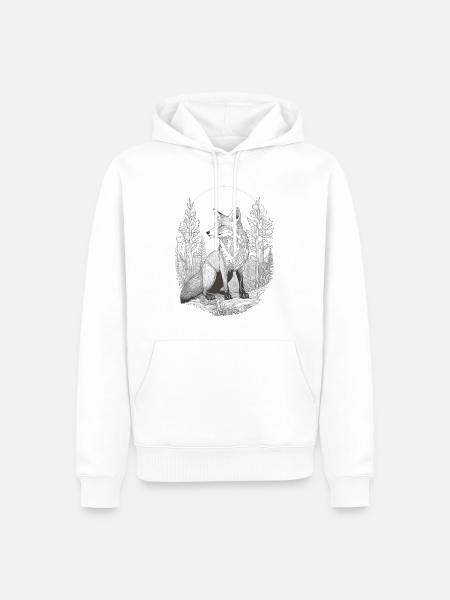 Fuchs im Wald - Männer Premium Bio Hoodie - Weiß