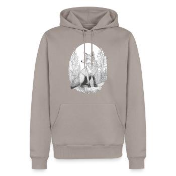 Fuchs im Wald - Männer Premium Bio Hoodie - Taupe - Vorne - Nico (187cm)