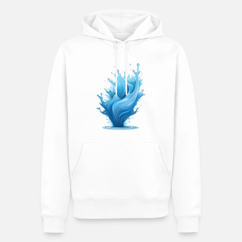 Blauer Wasser Spritzer - Männer Premium Bio Hoodie - Weiß