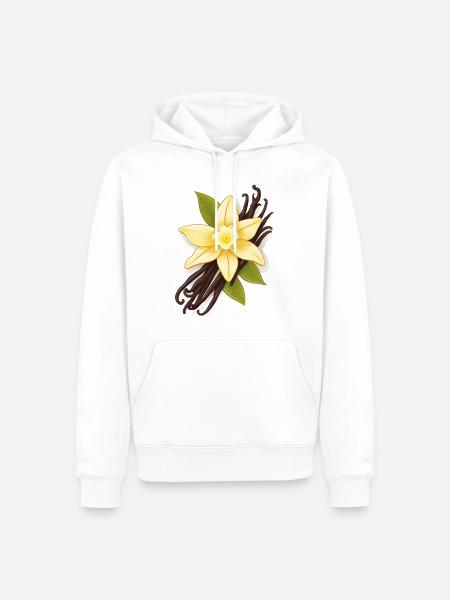 Vanille – Fleur de vanille et gousses de vanille - Sweat à capuche Premium bio Homme - blanc