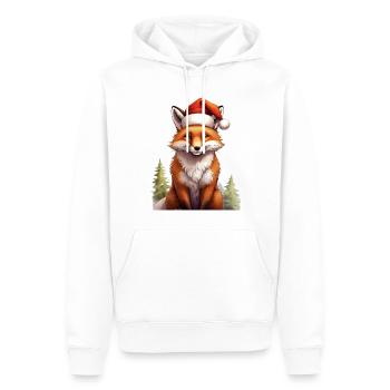 Niedlicher Fuchs mit einer Nikolausmütze im Wald - Männer Premium Bio Hoodie - Weiß - Vorne - Nico (187cm)