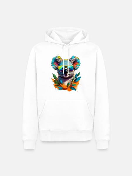 Cooler Koala mit Sonnenbrille - Männer Premium Bio Hoodie - Weiß