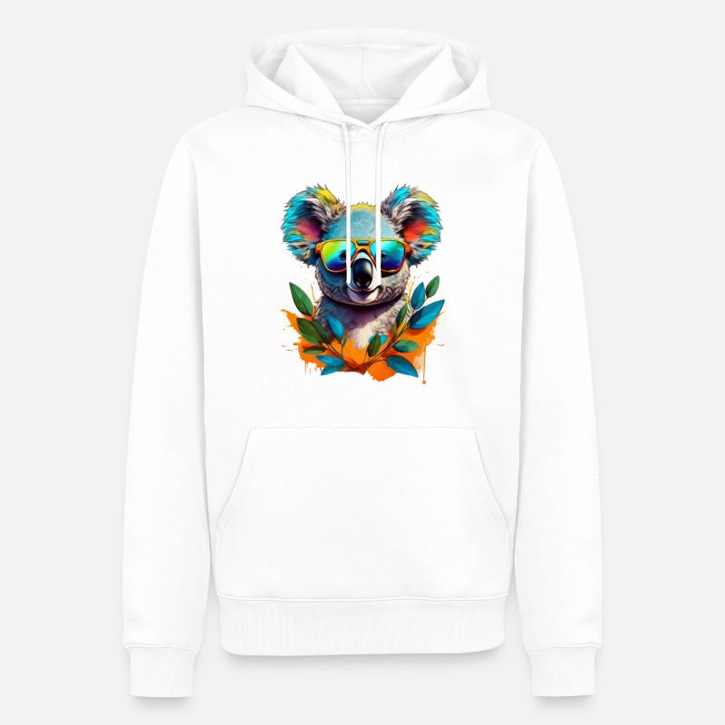 Cooler Koala mit Sonnenbrille - Männer Premium Bio Hoodie - Weiß