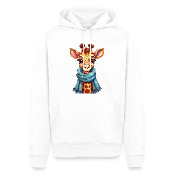 Giraffe mit Schal im Winter - Männer Premium Bio Hoodie - Weiß - Vorne - Nico (187cm)