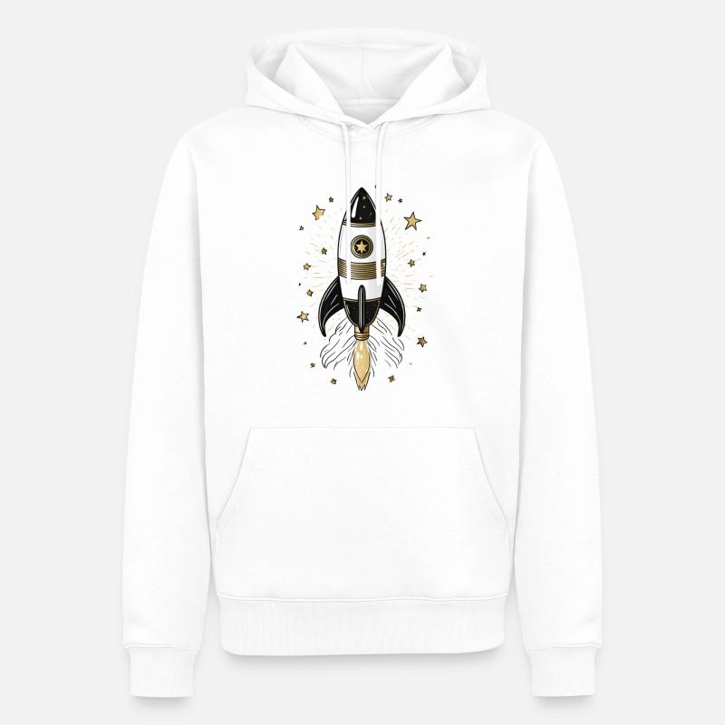 Rakete - Männer Premium Bio Hoodie - Weiß