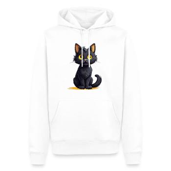 Black cat with yellow eyes - Men’s Premium Organic Hoodie - white - Front - Nico (187cm)