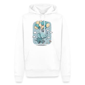 Les rêves prennent leur envol : un éléphant s’envole avec Ballo - Sweat à capuche Premium bio Homme - blanc - Devant - Nico (187cm)
