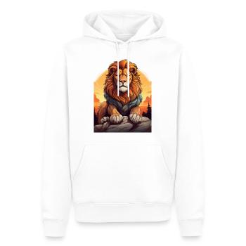 Lion au coucher du soleil - Sweat à capuche Premium bio Homme - blanc - Devant - Nico (187cm)