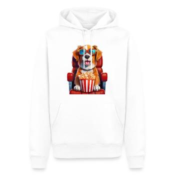 Ein Hund im Kino mit Popcorn - Männer Premium Bio Hoodie - Weiß - Vorne - Nico (187cm)