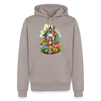 Fantasy house with enchanted garden - Men’s Premium Organic Hoodie - taupe - Front - Nico (187cm)