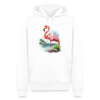 Flamingo Aquarell Illustration - Männer Premium Bio Hoodie - Weiß - Vorne - Nico (187cm)