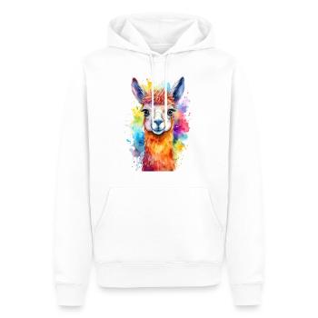 Llama or Alpaca Watercolor Illustration - Men’s Premium Organic Hoodie - white - Front - Nico (187cm)