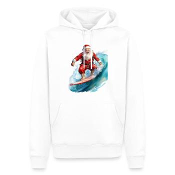 Der Weihnachtsmann auf einem Surfbrett - Männer Premium Bio Hoodie - Weiß - Vorne - Nico (187cm)