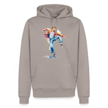 Tänzer - Männer Premium Bio Hoodie - Taupe - Vorne - Nico (187cm)