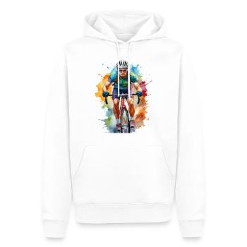 Cyclist Watercolor - Men’s Premium Organic Hoodie - white - Front - Nico (187cm)