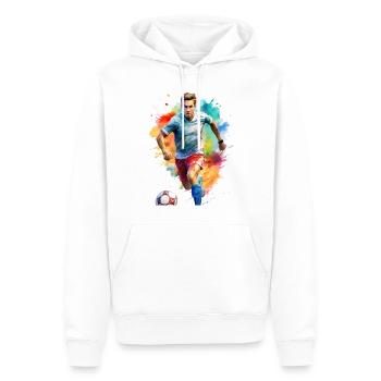 Fußballspieler - Männer Premium Bio Hoodie - Weiß - Vorne - Nico (187cm)