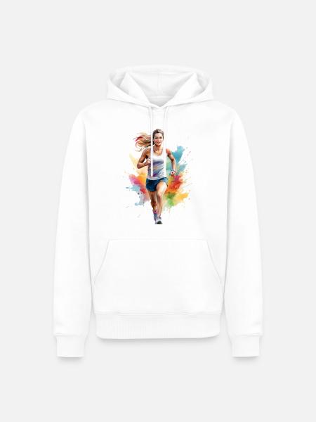 Joggerin oder Läuferin - Männer Premium Bio Hoodie - Weiß
