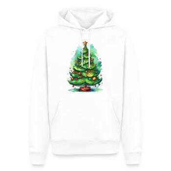 Christmas – Christmas Tree Watercolor Illustration - Men’s Premium Organic Hoodie - white - Front - Nico (187cm)