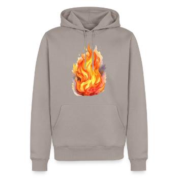 Feu - Sweat à capuche Premium bio Homme - taupe - Devant - Nico (187cm)