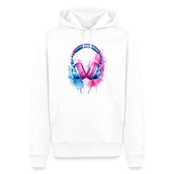 Music via headphones - Men’s Premium Organic Hoodie - white - Front - Nico (187cm)
