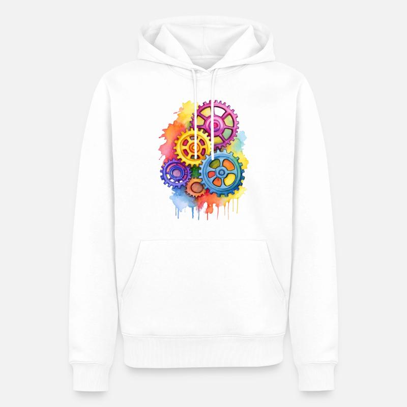 bunte Zahnräder - Männer Premium Bio Hoodie - Weiß