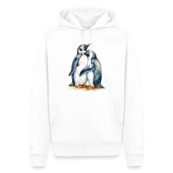 Pinguine, die sich aneinander kuscheln - Männer Premium Bio Hoodie - Weiß - Vorne - Nico (187cm)
