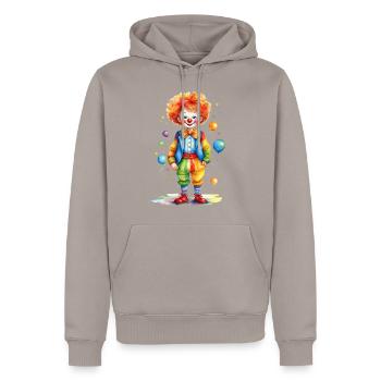 A clown suitable for carnival / carnival - Men’s Premium Organic Hoodie - taupe - Front - Nico (187cm)
