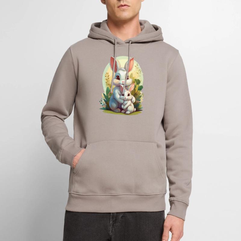 Mama Hase umarmt ihr Kind Männer Premium Bio Hoodie
